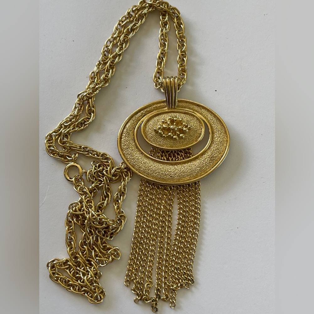 Vintage Gold Tone Tassel Fringe Necklace 60’s